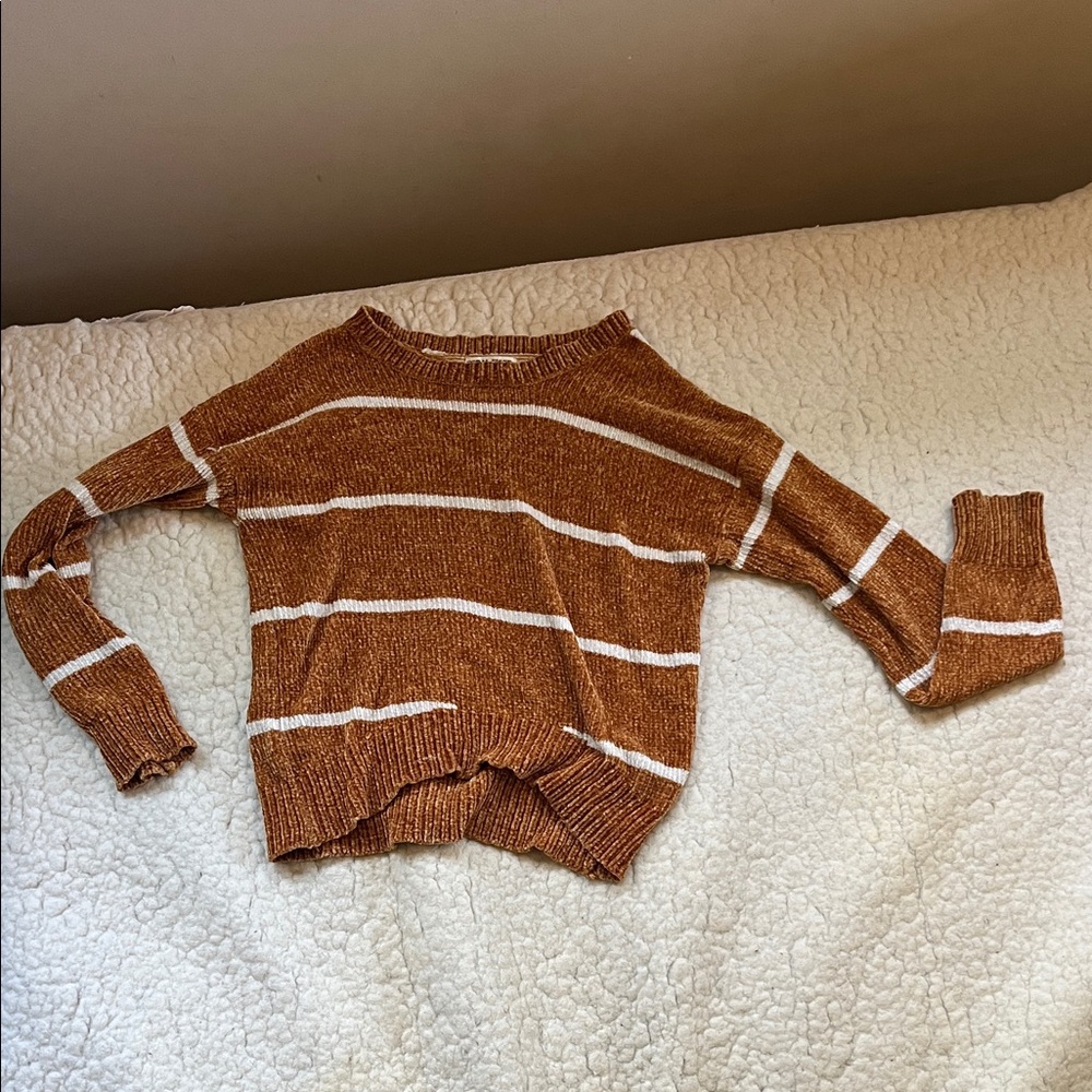 Moral Fiber Rust and Cream Striped Sweater